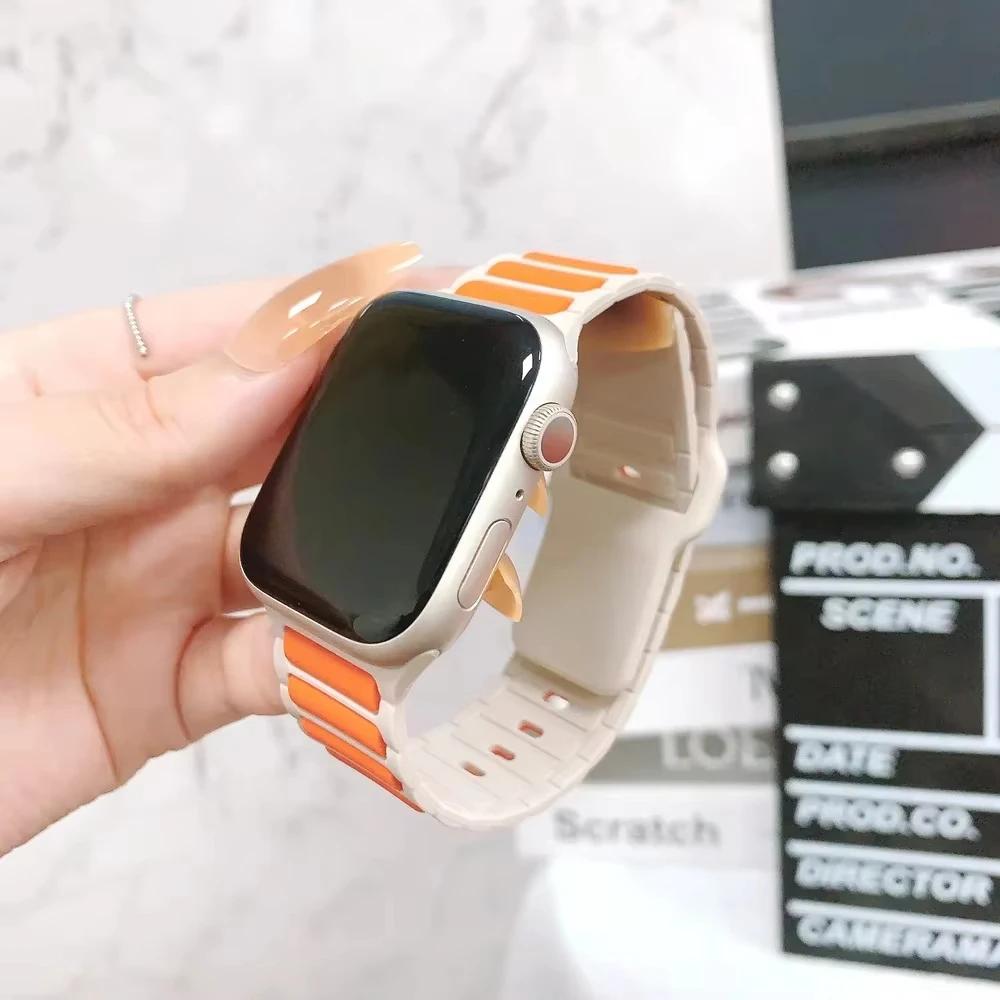 Silicone Strap for Apple Watch 10 Band 46mm 45mm 44mm 49mm 42mm 40mm 38 Correa Bracelet Iwatch Series 9 8 7 6 5 SE Ultra 2 Band