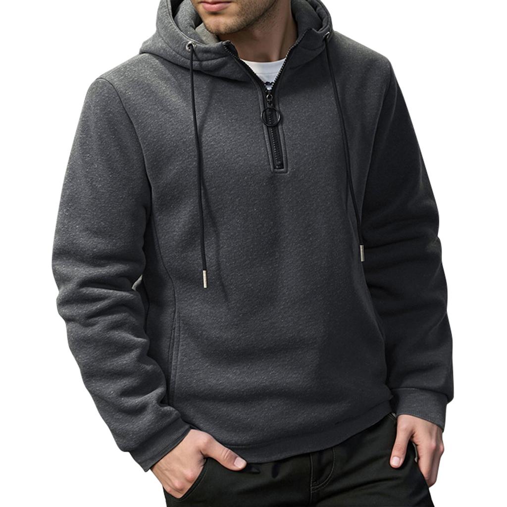 Men's Solid Color Half-Zip Sweatshirt Hoodie Men's Sports Large Size Casual Sweatshirt