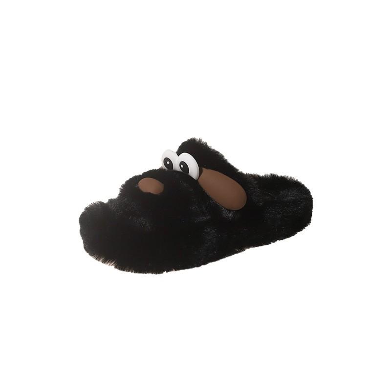 Cartoon Cute Fluffy Drag Women Wear 2025 Autumn New Thick Bottom Height Increase Small Home Versatile Cotton Slippers