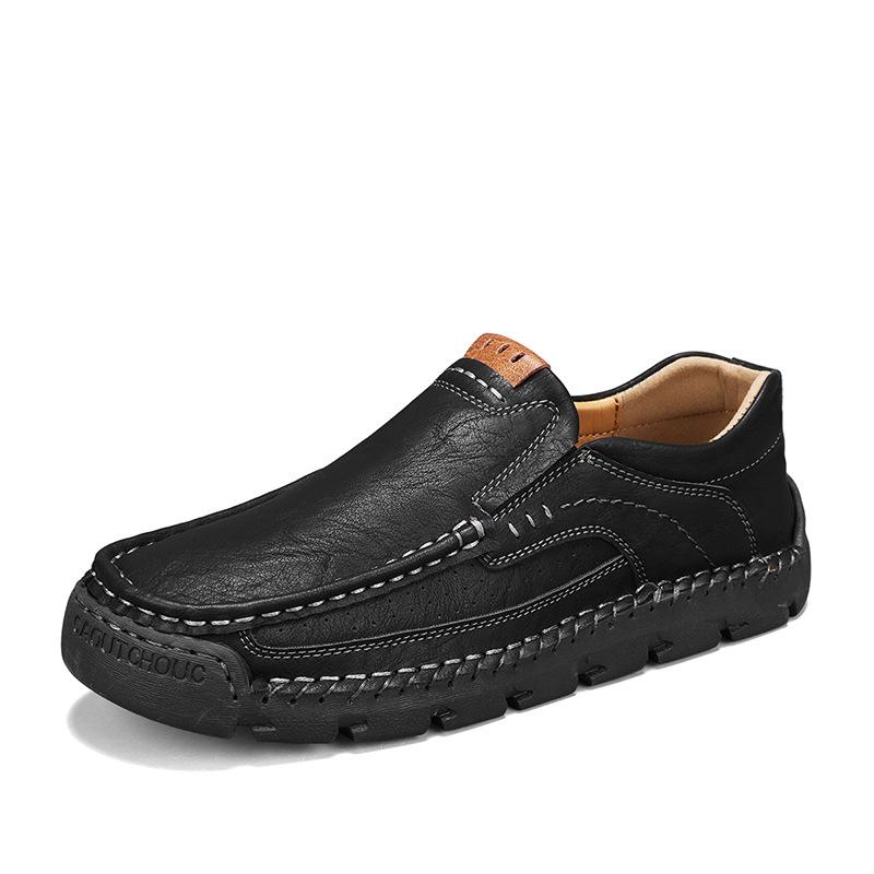 2025 Spring Handmade Men s Leather Slip-on Shoes - Casual Low-top, Large Size Size 38