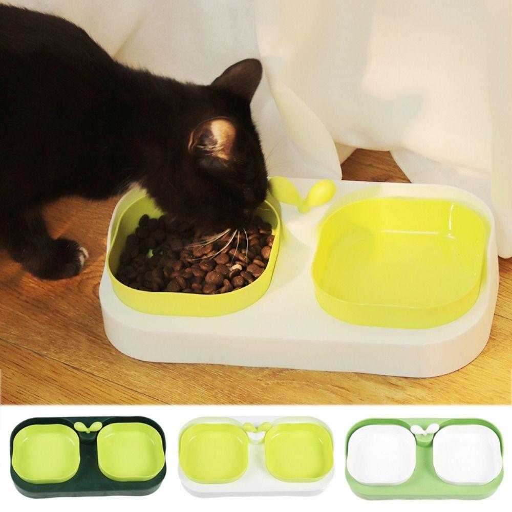 

Non-slip Cat Double Bowl Plastic Cat Water Bowl Cat Food Bowl Puppy Cat Feeder Kitten