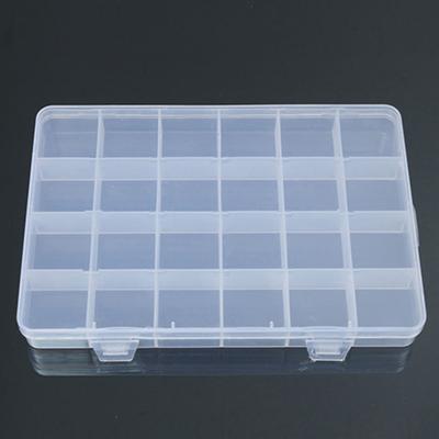 Storage Box Holder Large Capacity Compartments PP 24 Grids Transparent Container Jewelry Organizer for Home