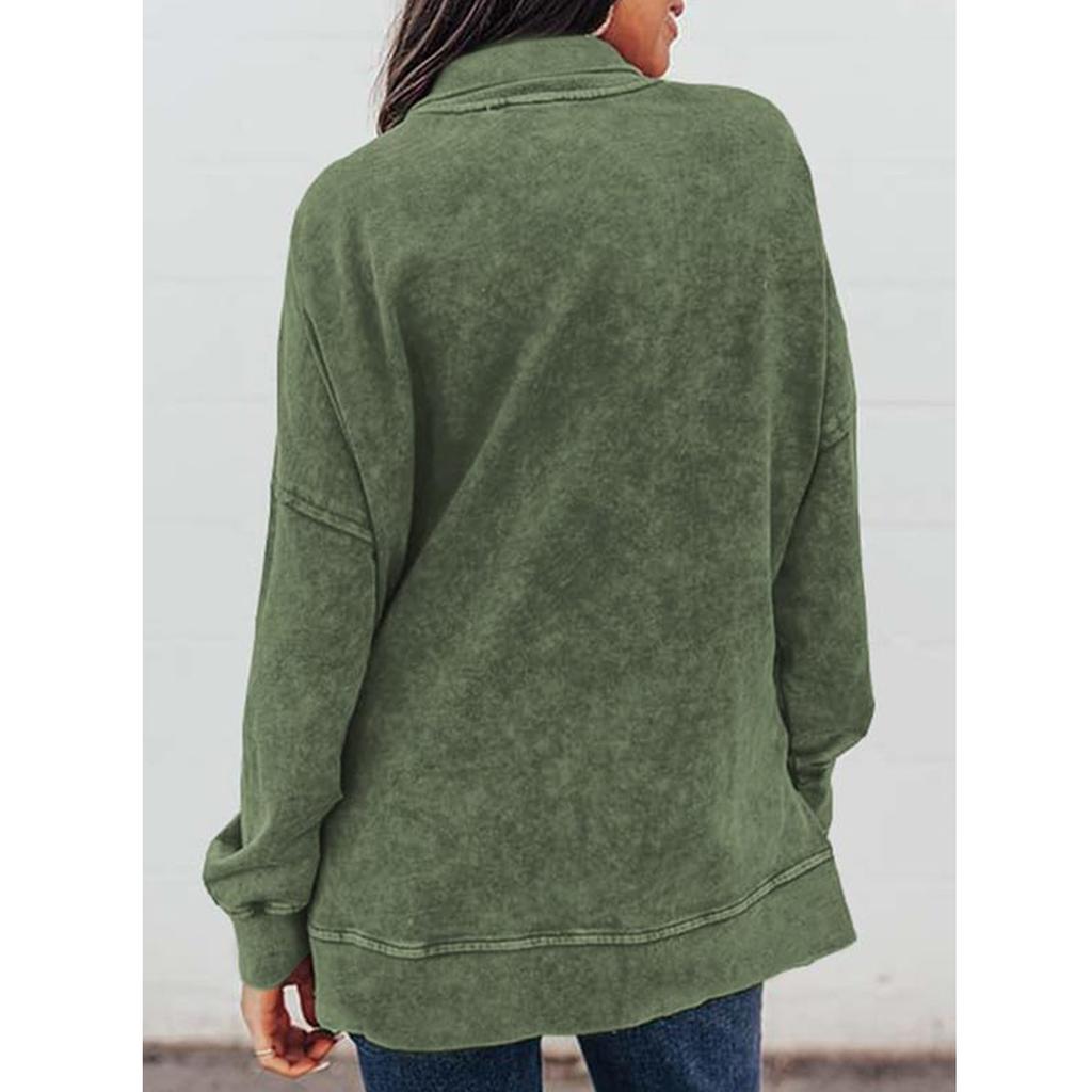 Women's Sweatshirt Long Sleeve Button Down Shirts Loose Lightweight Pullover Tops