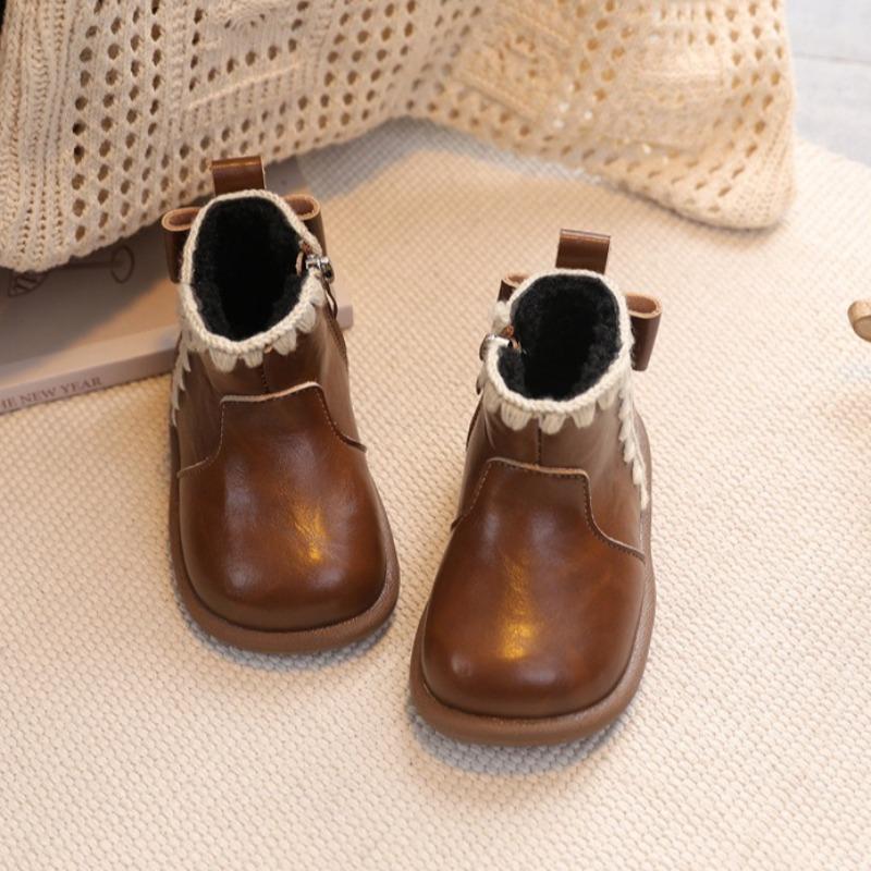 Winter Fleece-lined Cotton Shoes for Children Princess Shoes Warm Short Boots Non-slip Soft-soled Big Cotton Boots