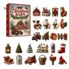 Family Christmas Tradition Farm Advent Calendar 24Pcs Acrylic 2D Ornament Set with Rustic Barn Unique Countdown Kit Animal Designs for Holiday