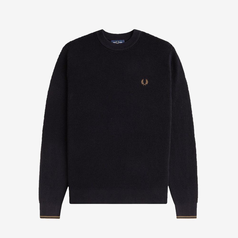Fred Perry [Sharp] Waffle Stitch Knit - Black Afpm2536507-102