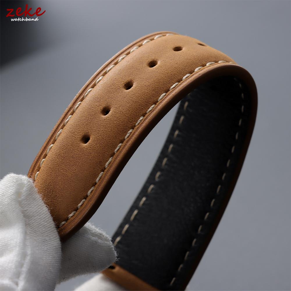 Genuine Calfskin Leather Watchband 14/16/18/20/22/24mm Butterfly Clasp Stitching Straps for Omega Business Watch Band for Seiko
