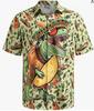 Summer Men's Beach Shirt Printed Hawaiian Short Sleeve Flower Shirt Boys