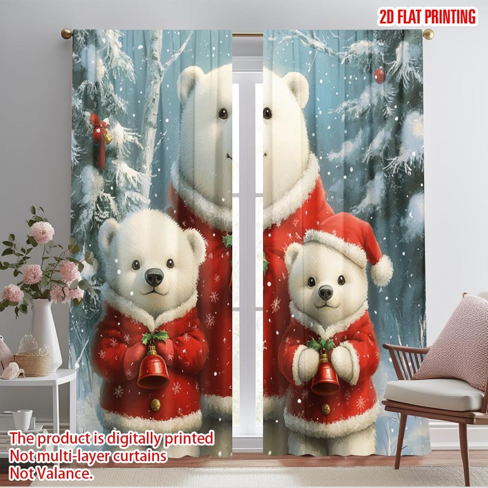

2pcs,2D plane printing Curtain Popular Cute polar bears winter Christmas (2) Versatile Fabric (without rod) Gifts for Living 52.50×116.00 CM 2pcs