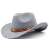 New woolen hat, western cowboy gift hat, brown belt, men's and women's couple hat, crimped hat