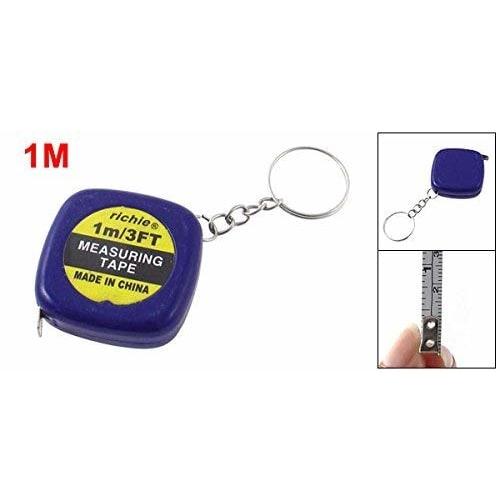 Tyou Square Tape Measure, Keychain, Automatic Retractable Double Steel Mini Tape Measure, 1m 3" Blue