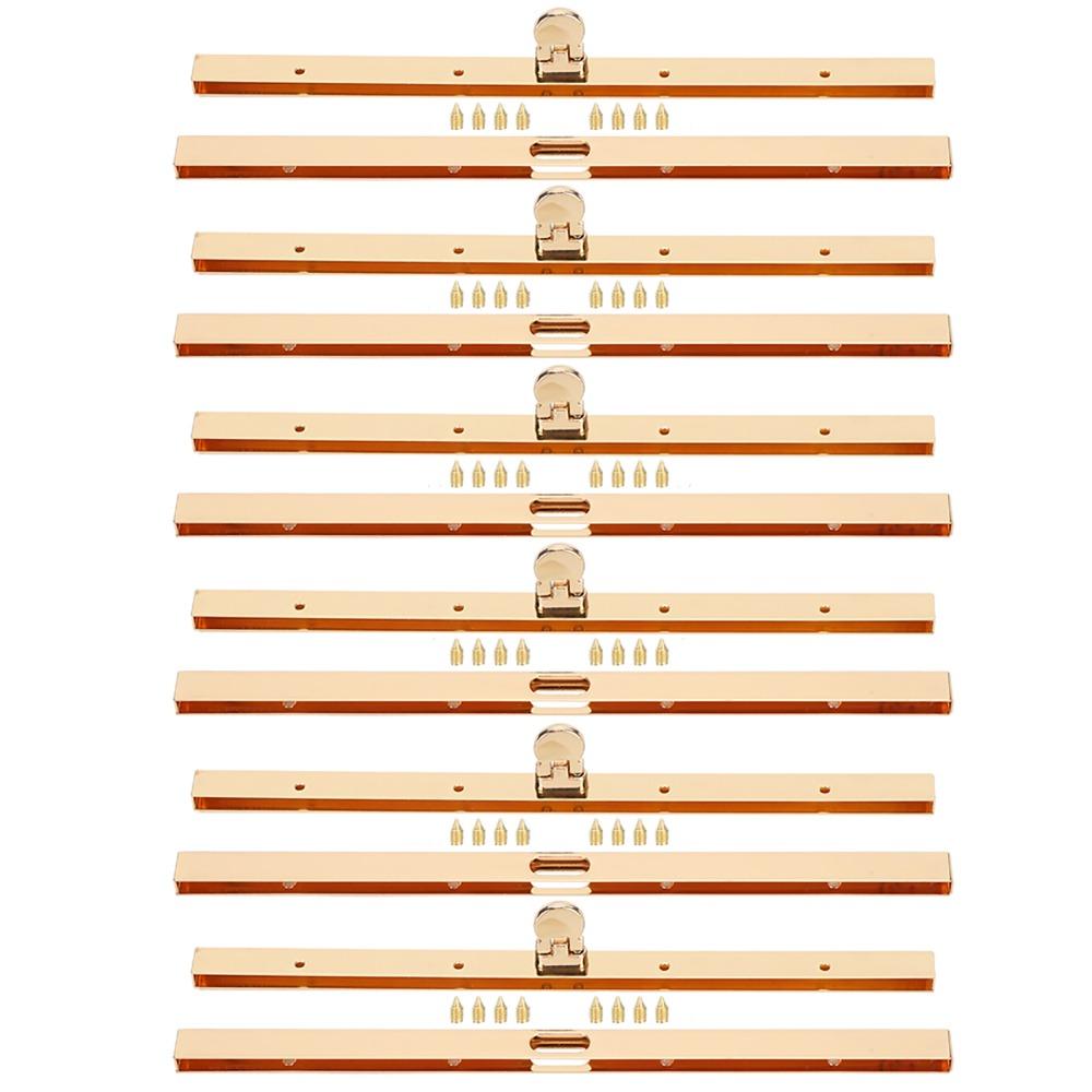 6pcs Golden Purse Frame Hinges 19cm/7.5in Bag Hardware Accessories For Briefcase Making