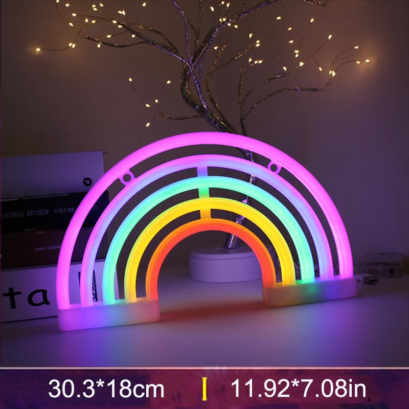 

Rainbow Night Light Lamp For Bedroom Wall Multicolour Led Lights 3D Art Night Lights Kids Battery Neon Led Strip 5v Usb USB Plug