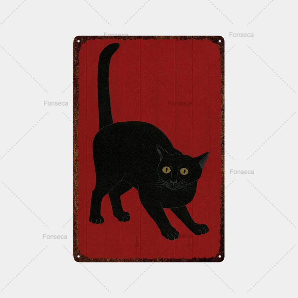 Coole schwarze Katze Metallschild Blechschild Metall Retro Bar Wanddekoration Bar Club Loch Metallplakat