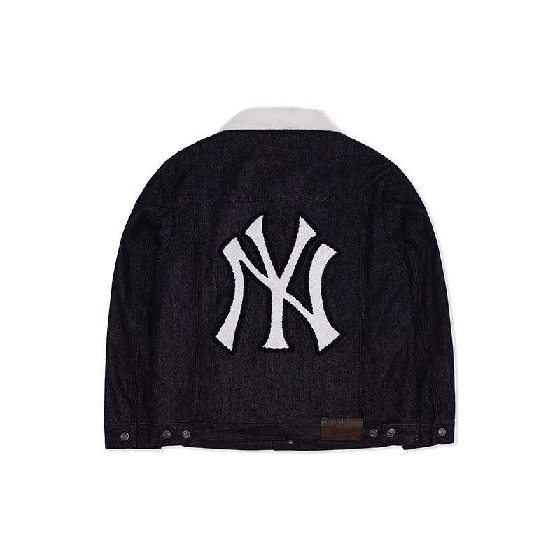 MLB Fw22 Logo Print Long Sleeve Denim Jacket Unisex Jackets Black 3ADKEC126-50BKS