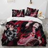 Demon Slayer Beding Set Kamado Nezuko Soft Duvet Cover Set Bedspread Pilowcase King Quen Ful Single Sized Dimensions Bed Linen Young Boys Ten Gift