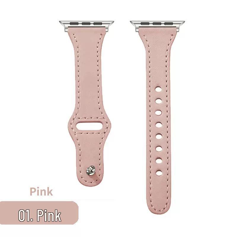 Compatible with Apple & Huawei: Retro Genuine Leather Snap-On Watch Band