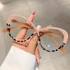Vintage Oval Frame Glasses Oversized Cat Eye Eyeglasses Candy Color Anti-blue Light Eyewear Stylish Fake Glasses Computer Goggle