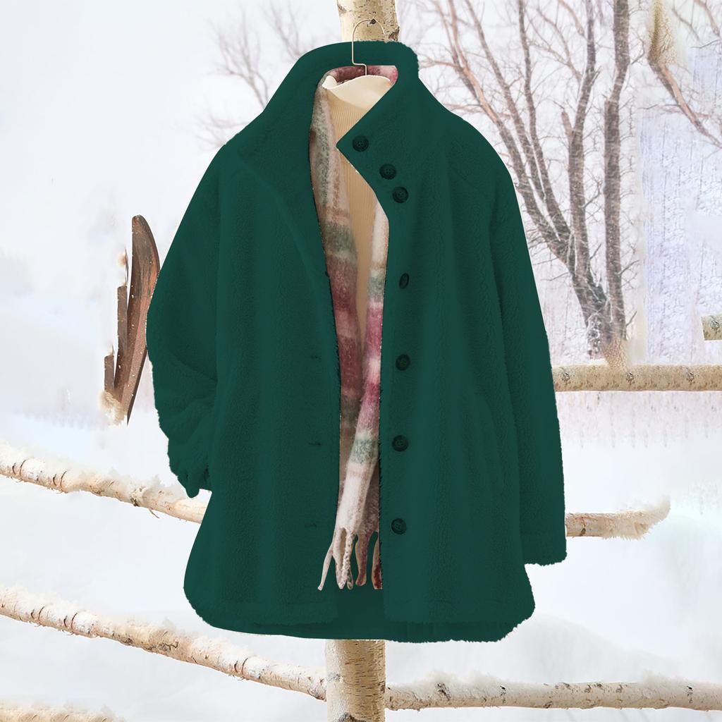 Women's Oversized Cardigan Sweatshirt With Button-Down Collar In Solid Color