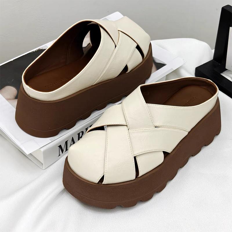 Fashion Flats Women Slippers Platform Slingback Mules Shoes Dress Designer Woman's Sandals 2025 Summer Fashion Slides Zapatos De Mujer