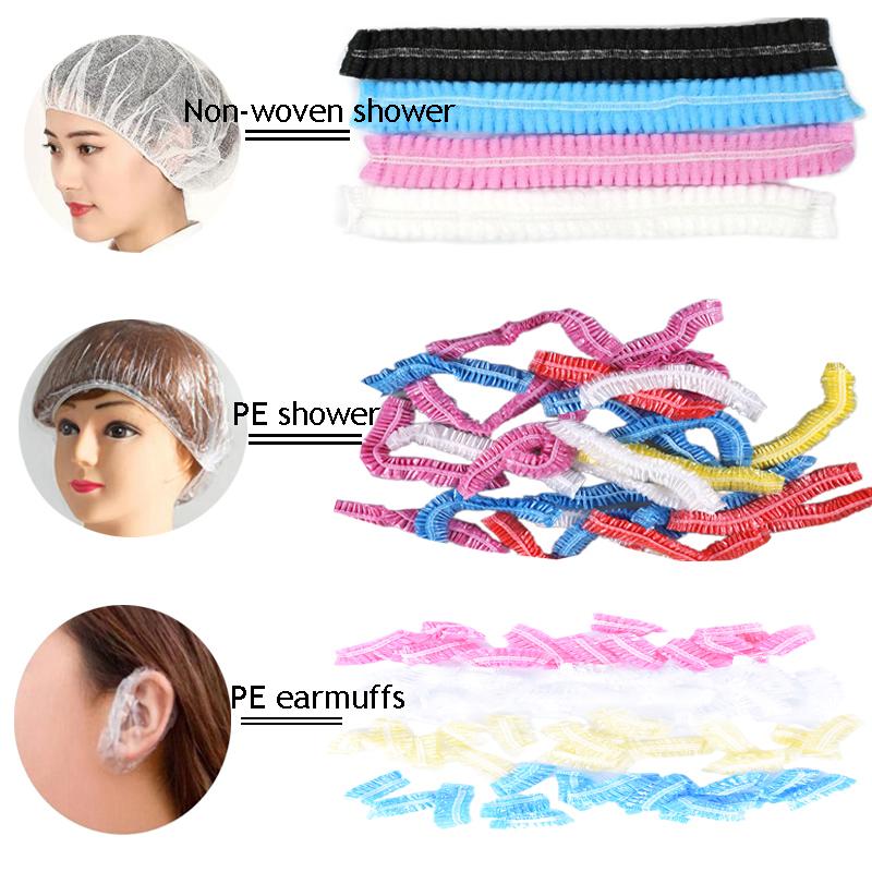 Buy 25pcs Disposable Shower Cap Ear Cap Waterproof Plastic Nowoven