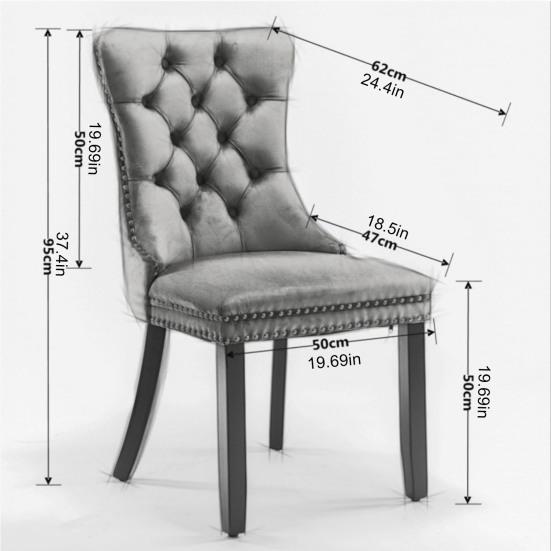 Classic Velvet Dining Chairs, High-end Tufted Solid Wood Contemporary Velvet Upholstered Dining Chair with Wood Legs, Set of 2, Wine