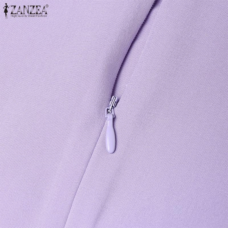 ZANZEA Women Elegant Casual Lace Patchwork Summer Short Sleeve Sheath Dress