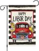Happy Labor Day Garden Ag 12x18 Double Sided Vertical, Small Burlap Truck Tools American Labor Day Decor Ags for Outdoor GGO