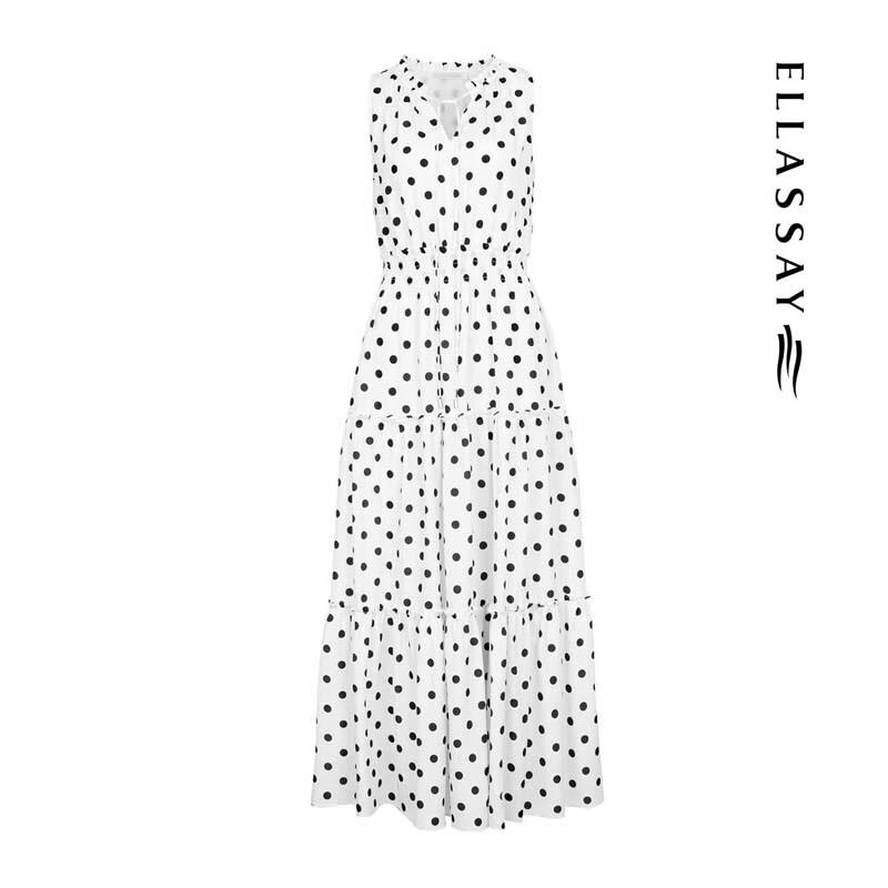 ELLASSAY French Waist-cinching Sleeveless Long Dress