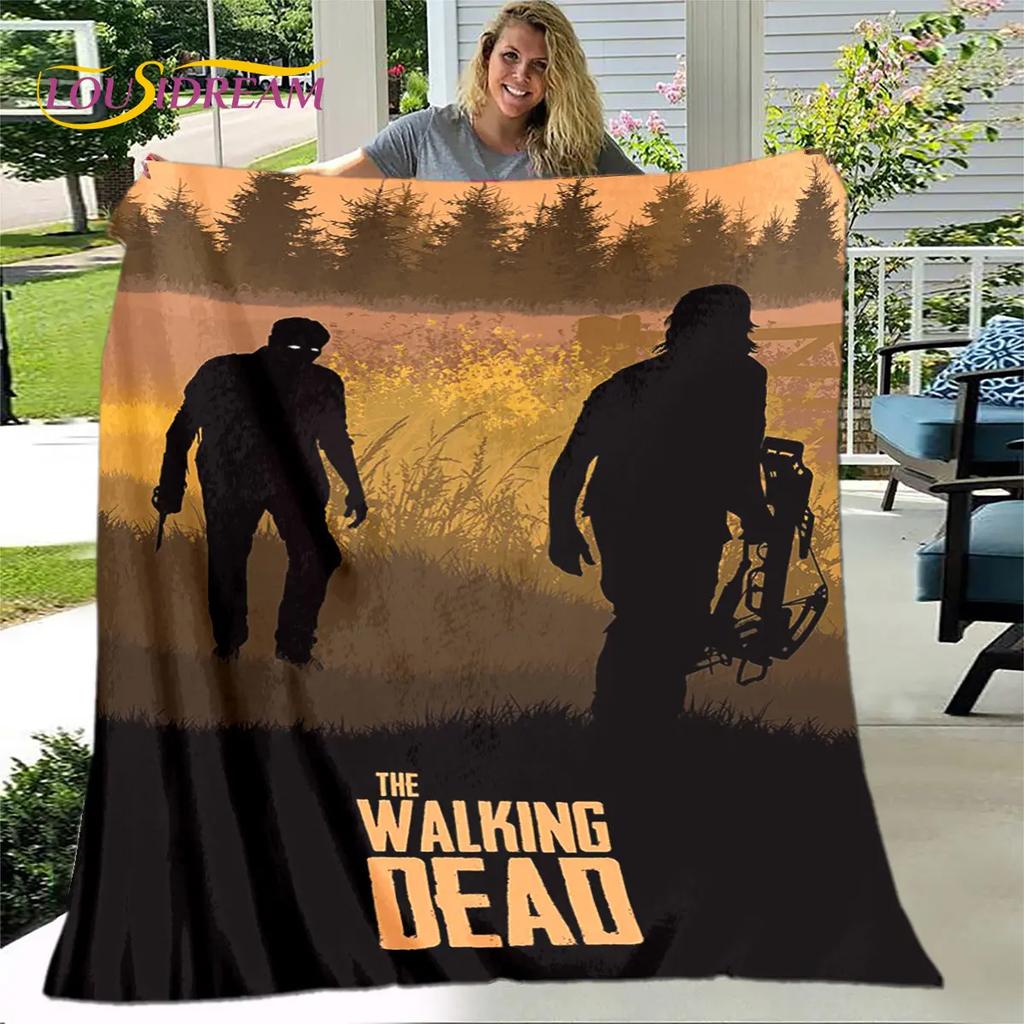 The Walking Dead Korku Yumuşak Peluş Battaniye, Flanel Battaniye Atmak Battaniye Oturma Odası Yatak Odası Yatak Kanepe Piknik Örtüsü Bettdecke