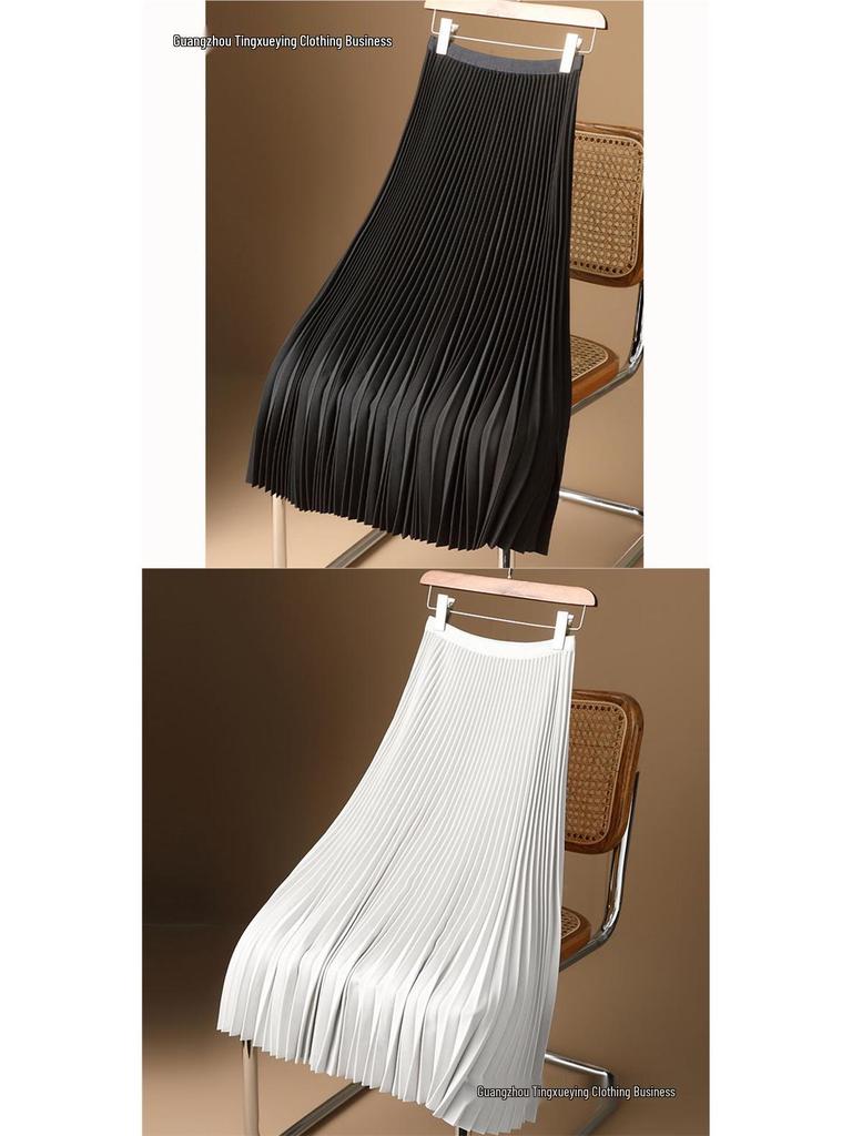 Premium Satin Pleated Maxi Skirt - Plus Size
