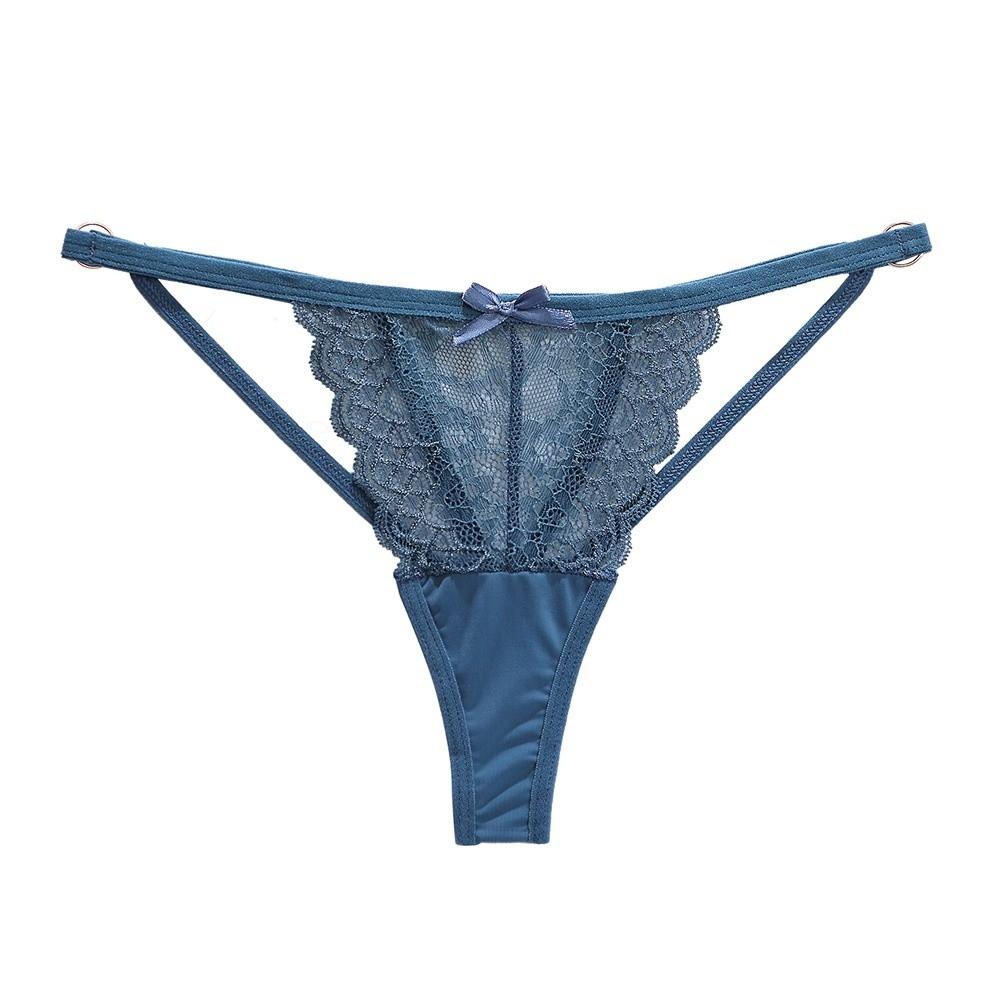 Stretchy Strappy Sheer Lace Thong Low Waist Romantic Panties Floral Embroidery Briefs  Ladies Girls