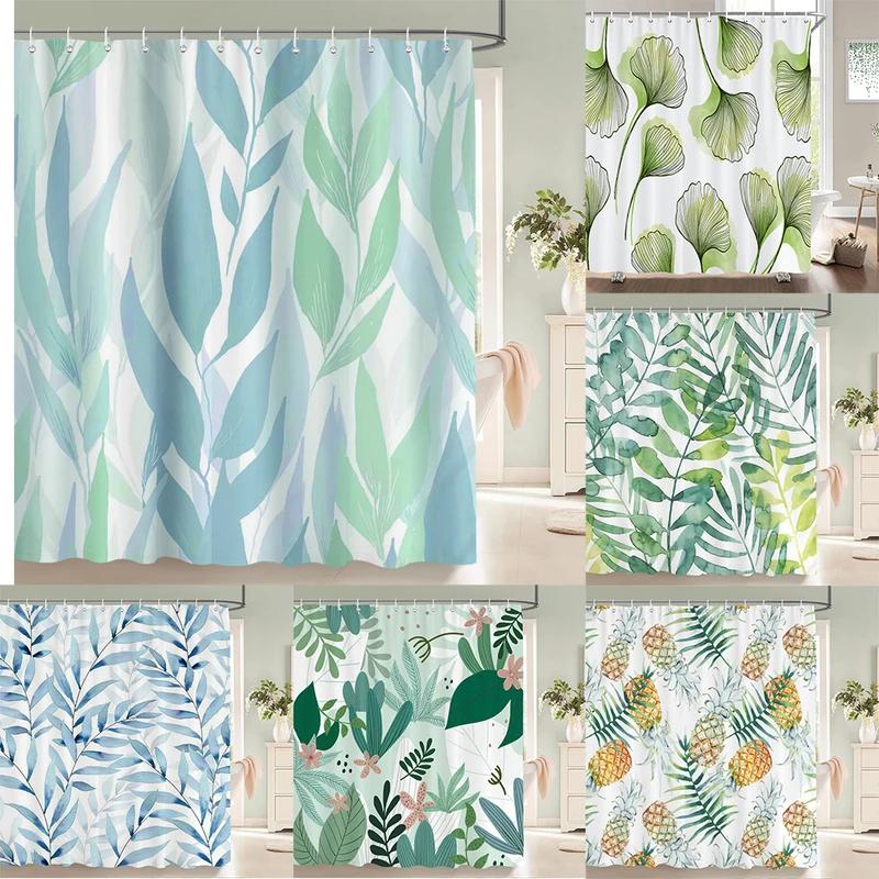 Jy01Colorful Beautiful Flowers Bath Curtain Waterproof Fabric Shower Curtains Floral Rose Printing Bathroom Screen Decor With @1