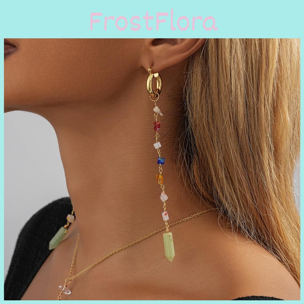 Exquisite Natural Geometric Stone Earrings With Trendy Chain Elements For Women Fashionforward