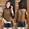 Stylish Women's PU Leather Stand-Collar Jacket, 2025 Plus Size Slimming Biker Style for Spring/Autumn.