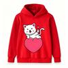 Kids Boys Girls Pullover Hoodie, Cute White Cat Blowing Kiss Print Warm Casual Hooded Sweatshirt for Daily Wear Gift for Cat Lovers, Soft