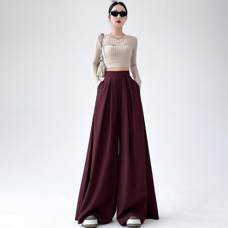 

Костюм Брюки клеш Женские Осенние Повседневные брюки с высокой посадкой Женские Осенние Свободные брюки с заниженной талией 2XL