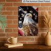 2D Flat Vintage Patriotic Metal Wall Decor - 4th of July USA Flag & Eagle Aluminium Sign with "God Bless America" Inscription, Durable Aluminium