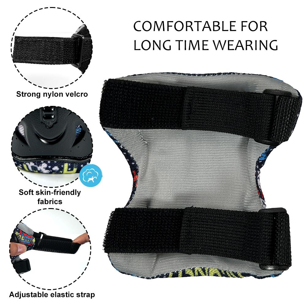 6 In 1 Knee Pads Elbow Pads Protective Gear Set For Boys Girls With Wrist Guard For Skateboarding Inline Roller Skating Cycling