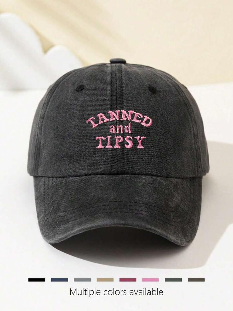 Tanned And Tipsy Embroidered Baseball Cap For Women Adjustable Breathable Outdoor Sun Hat