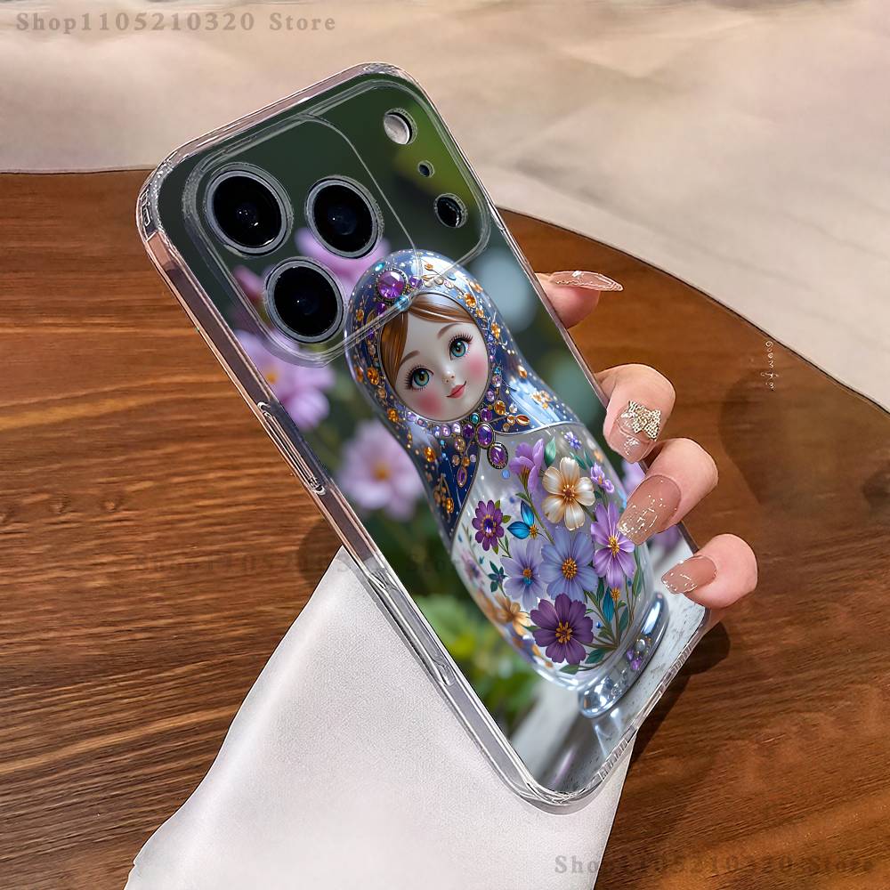 Russian Doll Matryoshka Phone Case For iPhone 17,16,15,14,13,12,11 Pro,Max,Plus,X,XS,XR,SE4,E Mini Transparent Soft Cover