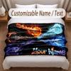 Music Guitar Theme Soft Blanket Personalized Custom Name Text Print Warm Blanket Home Sofa Bedroom Decor