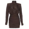 European and American Style Autumn New Sexy Slim-fitting Turtleneck Long-sleeved Hip-wrapped Short Skirt Temperament Solid Color Dress