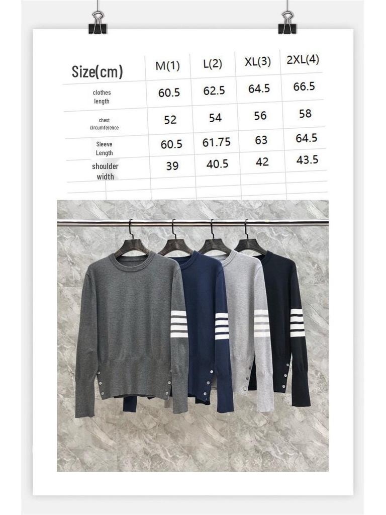 TB Jesień/Zima Unisex Sweter Dzianinowy z Okrągłym Dekoltem i Trzema Guzikami