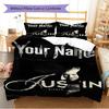 Name Custom Bieber Pattern Bedding Set Quilt Cover Pillowcase Home Decor Gift (1 * duvet cover + 2 * pillowcase, without core)