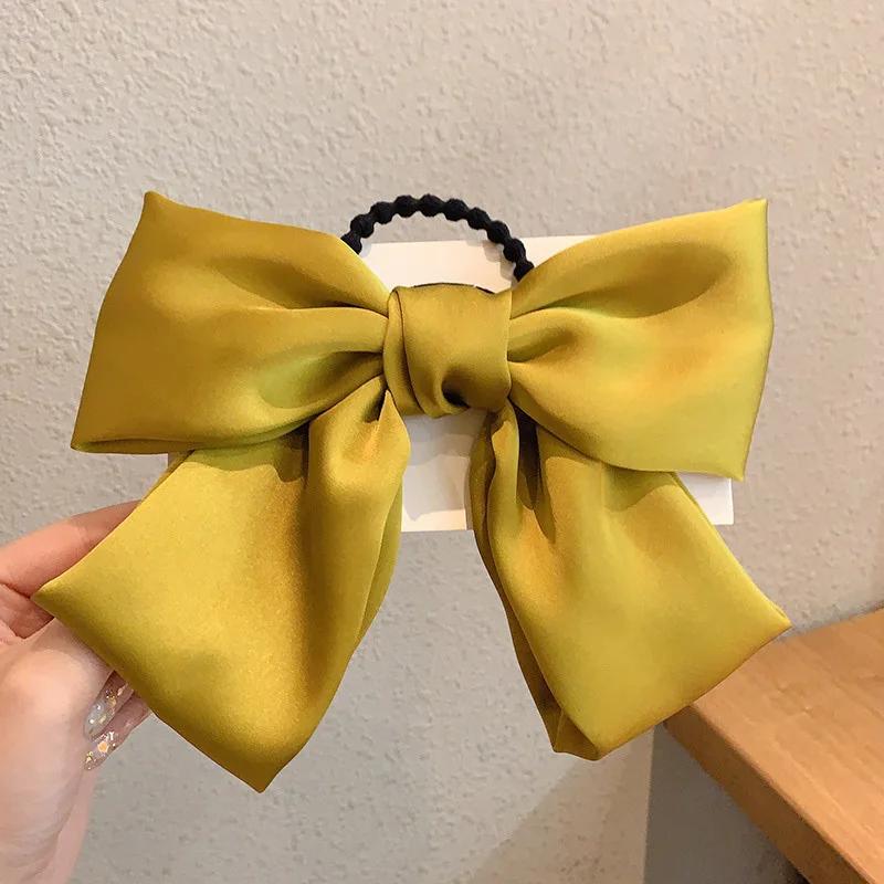 Fashion Korean BowKnot Hair Ties Scrunchies Women Girls Elastic Hair Bands Band Long Ribbon Bow Ponytail Accessories