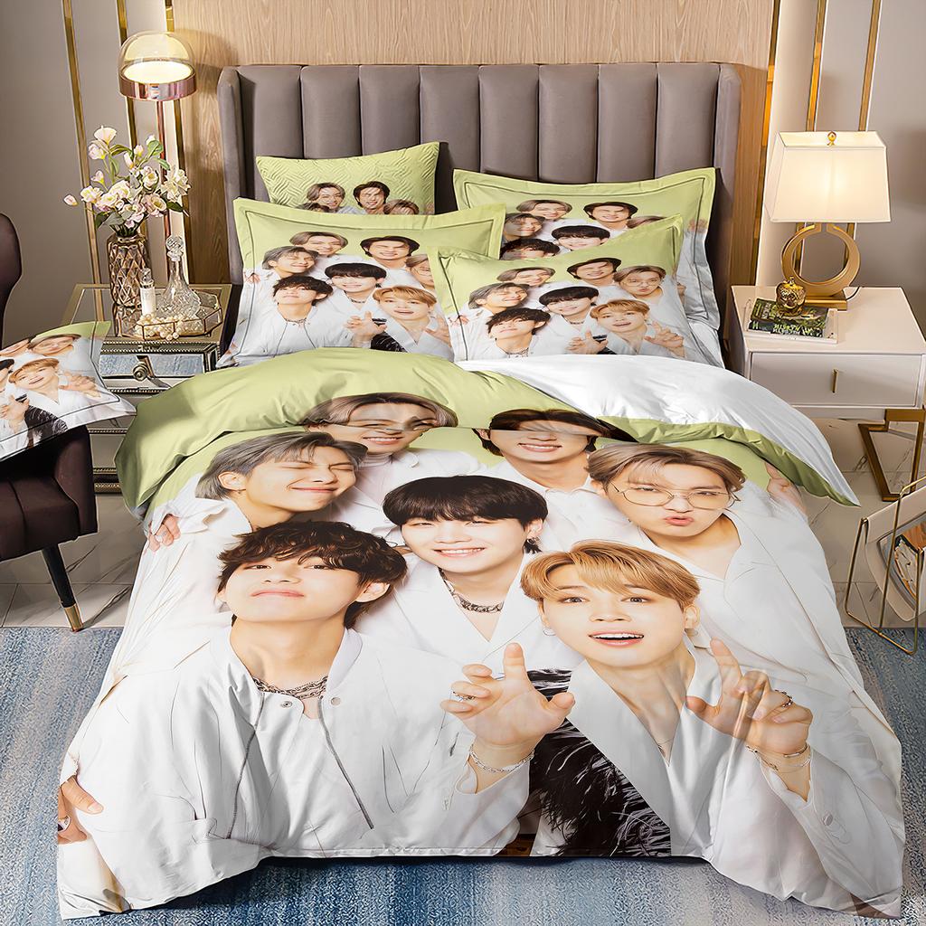 B-bts Men's group Music Duvet Cover Set Comfortable and Warm Bedding Set for Decorating Your Bedroom and Enhancing Home Life