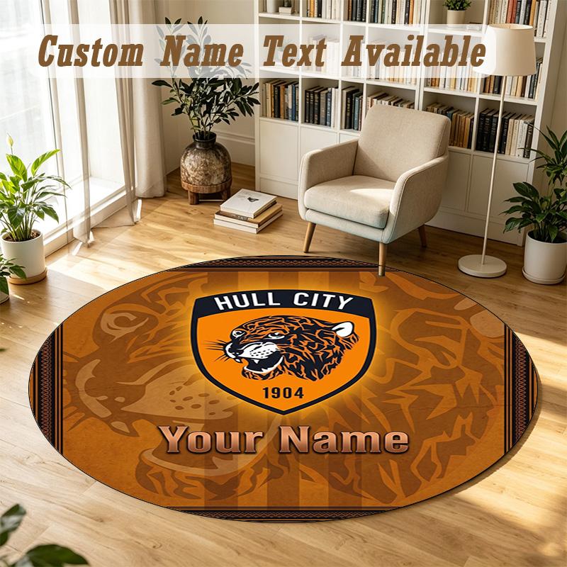 Round Rug Custom NameHull FC Pattern Non Slip Carpet Home Floor Decor