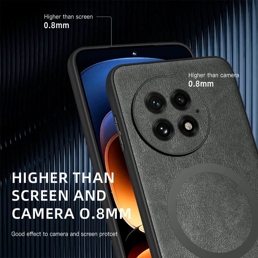 Classic Leather Wireless Charging For Magsafe Magnetic Case For OnePlus 13 12 11 Ace 2 2Pro 2v 3 3V Nord N20 5G Soft Back Cover