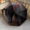 1 PC Automatic Folding Umbrella - Black Horse Pattern, Portable & Foldable Design with 8 Ribs, Christmas Birthday Gifts
